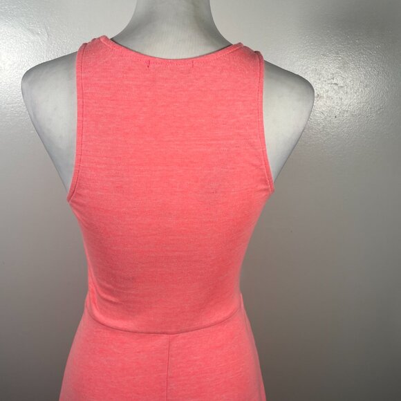 Everly Coral Pink Crew Neck Pleated Waist Sleeveless Knee-length Tank Dress S - Picture 9 of 14